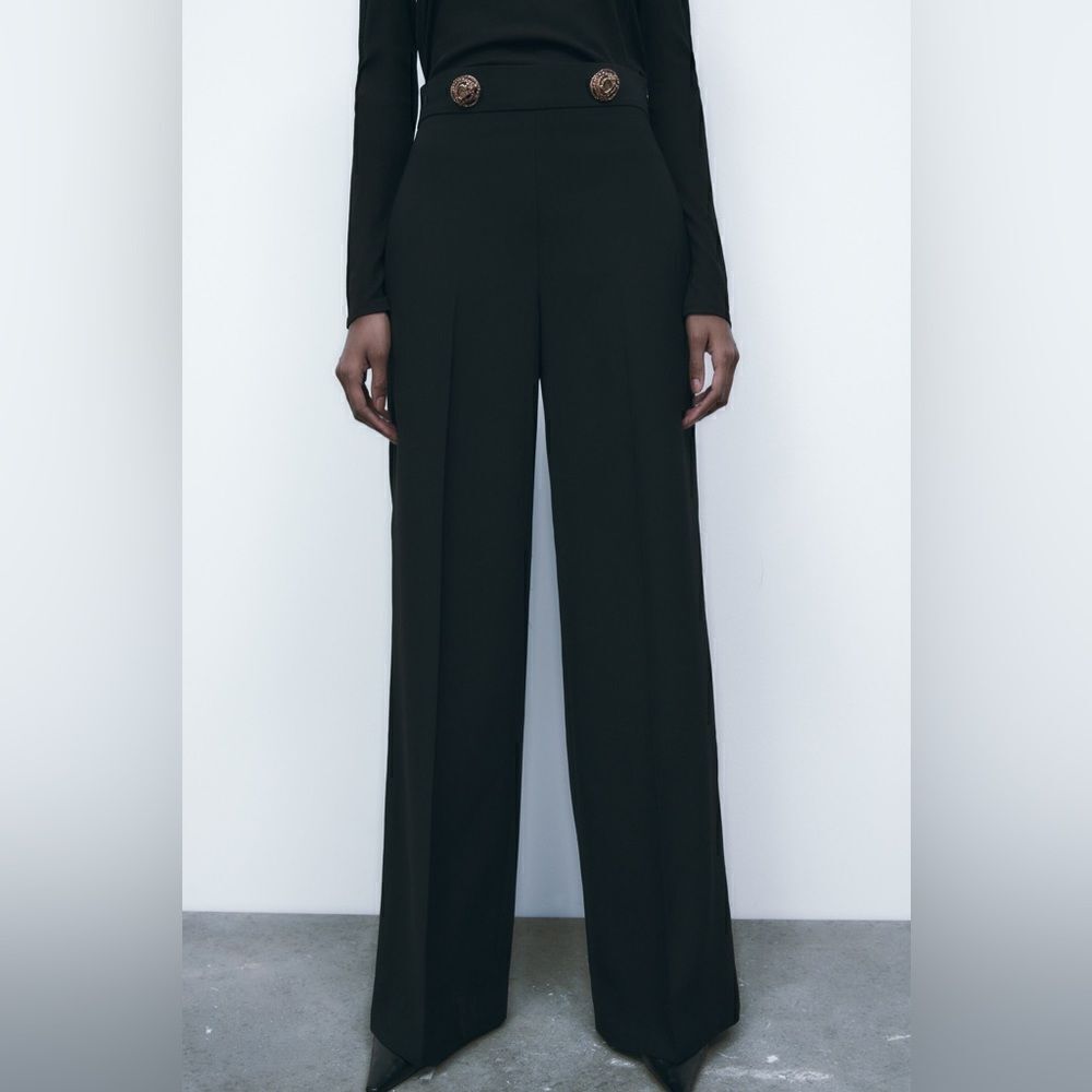 Zara Flowy Buttoned Pants New - Picture 4 of 5